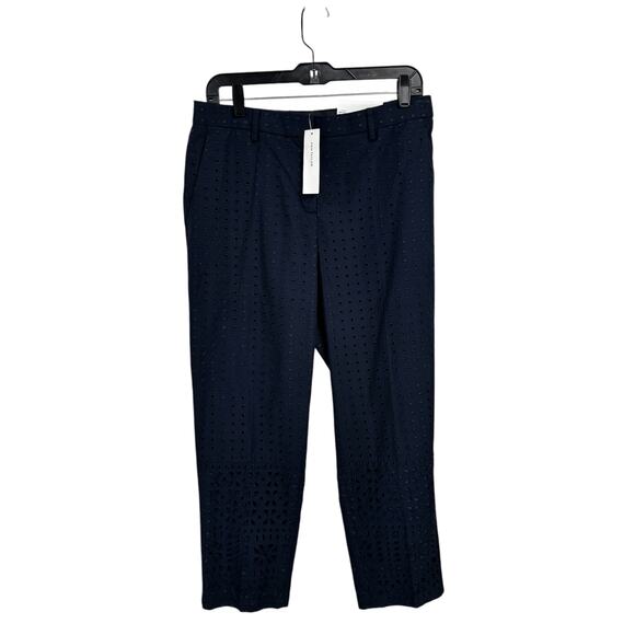 NWT Ann Taylor Navy Eyelet Print Mid Rise Curvy Fit Ankle Pants Womens 4 - Picture 2 of 8